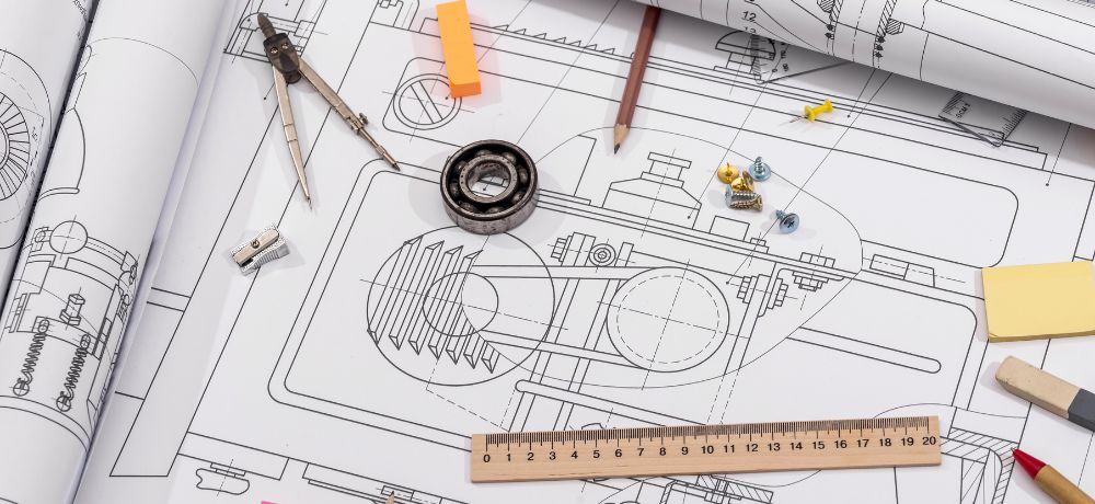 die Skizze eines technischen Produkts
