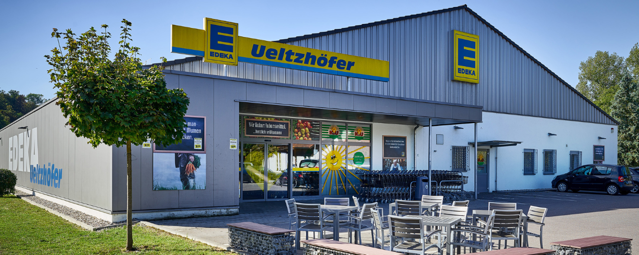 Haupteingang des Lebensmittelhandels EDEKA Ueltzhöfer aus Oedheim